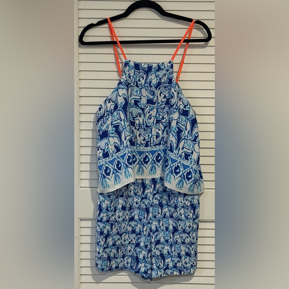 Blue and White Elephant Print Dress
